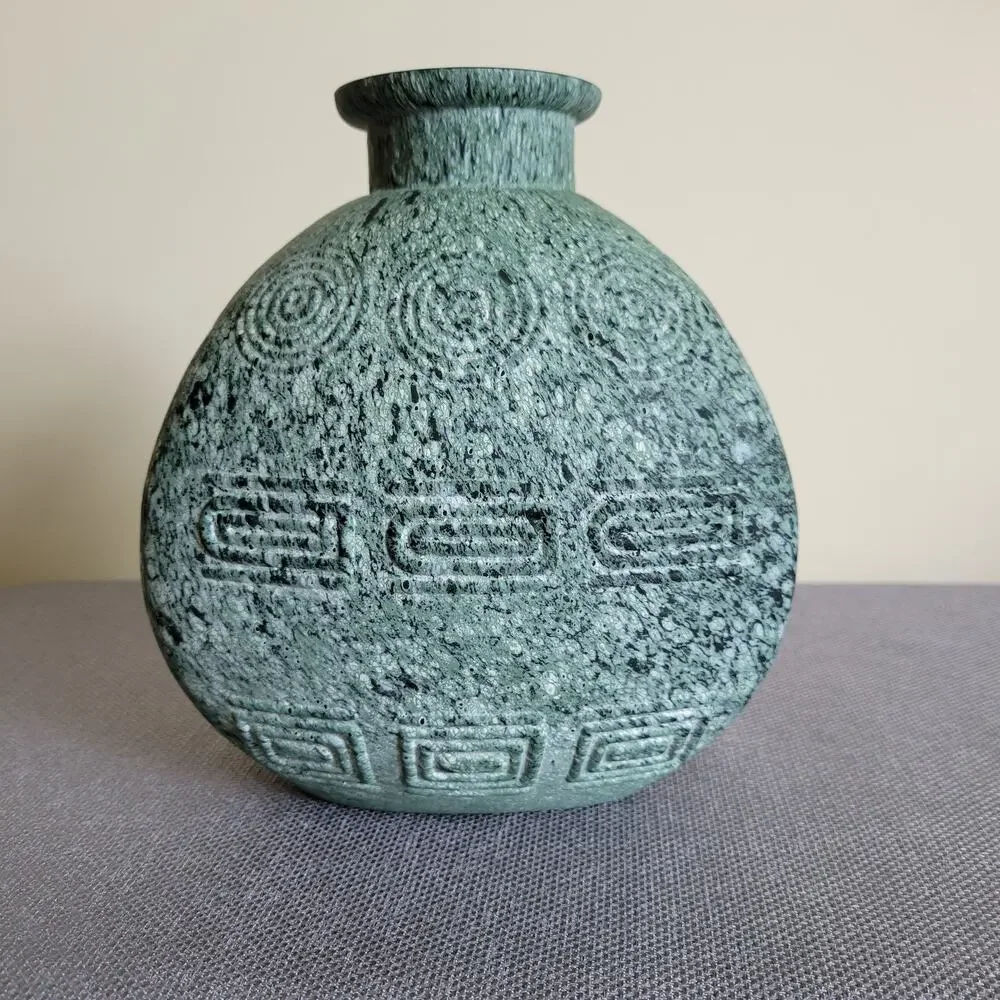 Unique Textured Decorative Art Glass Vase Triangle Textured Medium Over Glass